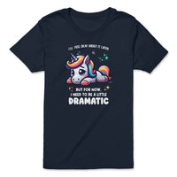Load image into Gallery viewer, Dramatic Unicorn Youth Tee navy color
