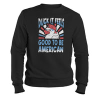 Load image into Gallery viewer, duck it feels good to be an american patriotic, duck sweatshirt black color
