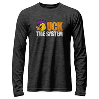 Load image into Gallery viewer, Uck The System Long Sleeve Shirt dark grey haether color
