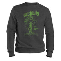 Load image into Gallery viewer, Think Globally Crewneck Sweatshirt Dark heather Color

