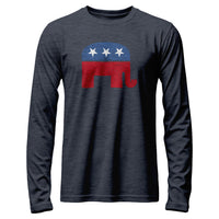 Load image into Gallery viewer, GOP Elephant Long Sleeve Shirt heather navy color
