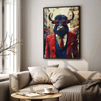Load image into Gallery viewer, Executive Bull Trading Vertical Framed Canvas Wall Art
