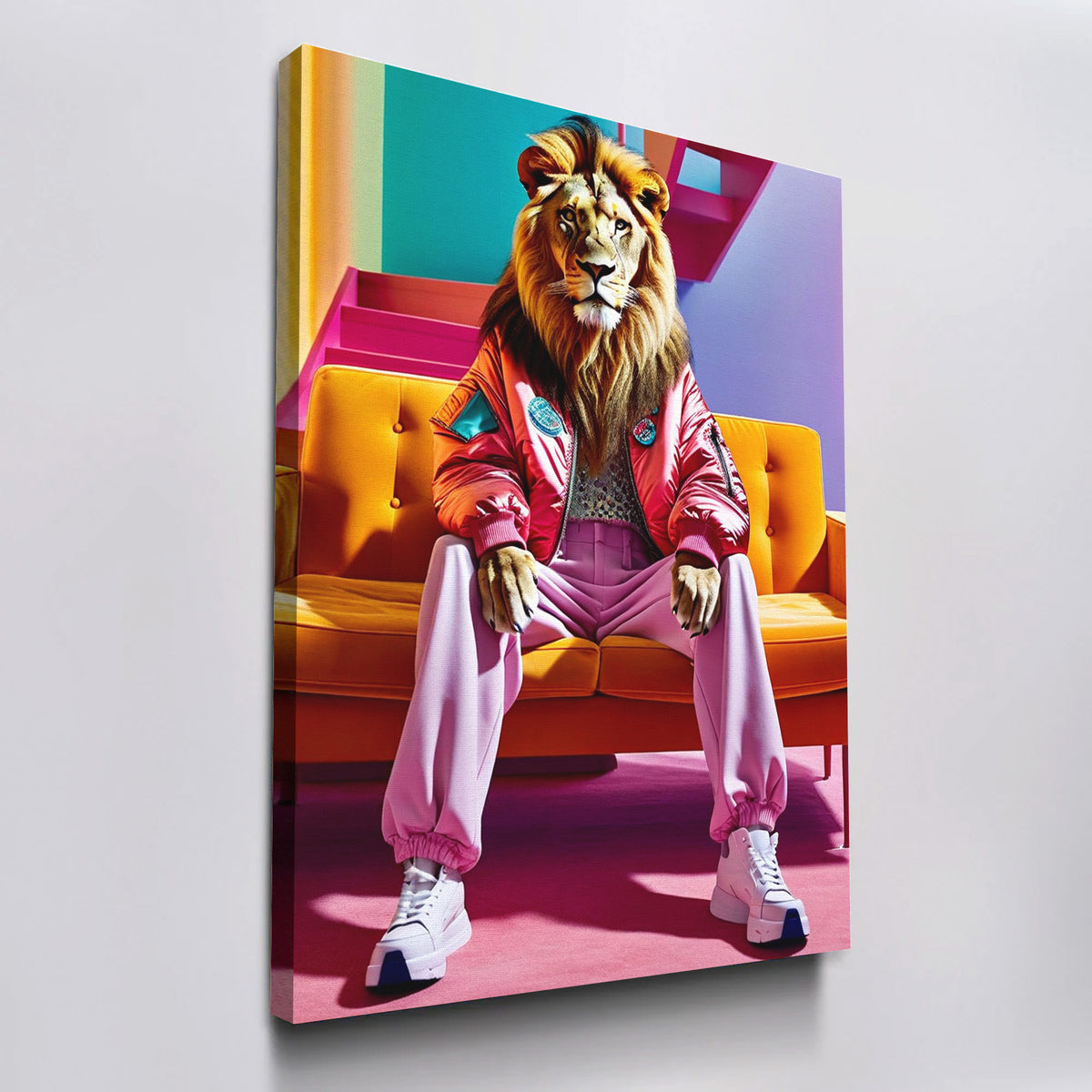 Lameduckprints Fancy Lion Vertical Canvas Wall Art 