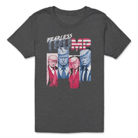 Load image into Gallery viewer, fearless trump youth tee dark grey heather color

