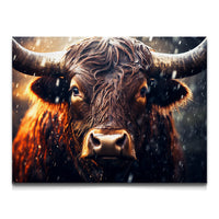 Load image into Gallery viewer, Fierce Rain Bull Horizontal Canvas Wall Art
