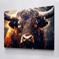 Load image into Gallery viewer, Fierce Rain Bull Horizontal Canvas Wall Art
