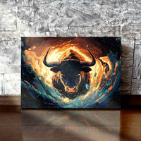Load image into Gallery viewer, Ragin Bull Abstract Horizontal Canvas Wall Art
