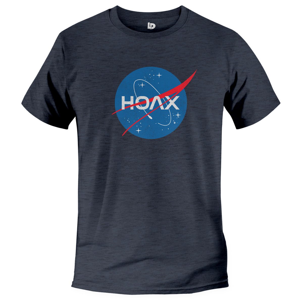 NASA Hoax Premium Triblend T-Shirt Navy Color