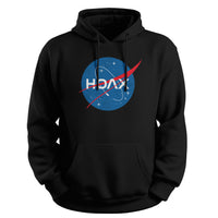 Load image into Gallery viewer, NASA HOAX HOODED SWEATSHIRT, CONSPIRACY BLACK
