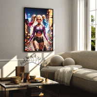 Load image into Gallery viewer, Harley Quinn Vertical Framed Canvas Wall art
