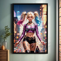 Load image into Gallery viewer, Harley Quinn Vertical Framed Canvas Wall art
