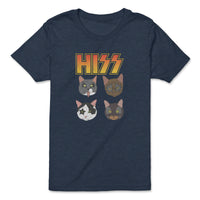 Load image into Gallery viewer, Hiss Kiss Youth Tee heather navy color
