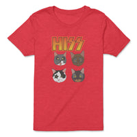 Load image into Gallery viewer, Hiss Kiss Youth Tee heather red color
