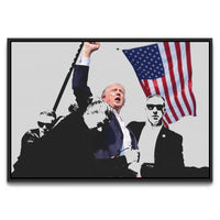 Load image into Gallery viewer, Epic Presidential Shooting Donald Trump Framed Canvas Horizontal Wall Art
