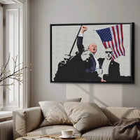 Load image into Gallery viewer, Epic Presidential Shooting Donald Trump Framed Canvas Horizontal Wall Art
