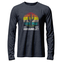 Load image into Gallery viewer, am i really huggable long sleeve tee, image of cactus heather navy

