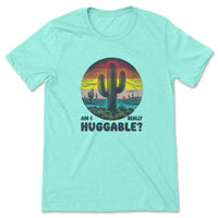 Load image into Gallery viewer, Am I Really Huggable T-Shirt Heather mint color
