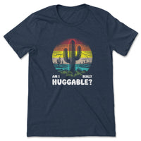 Load image into Gallery viewer, Am I Really Huggable T-Shirt Heather navy color
