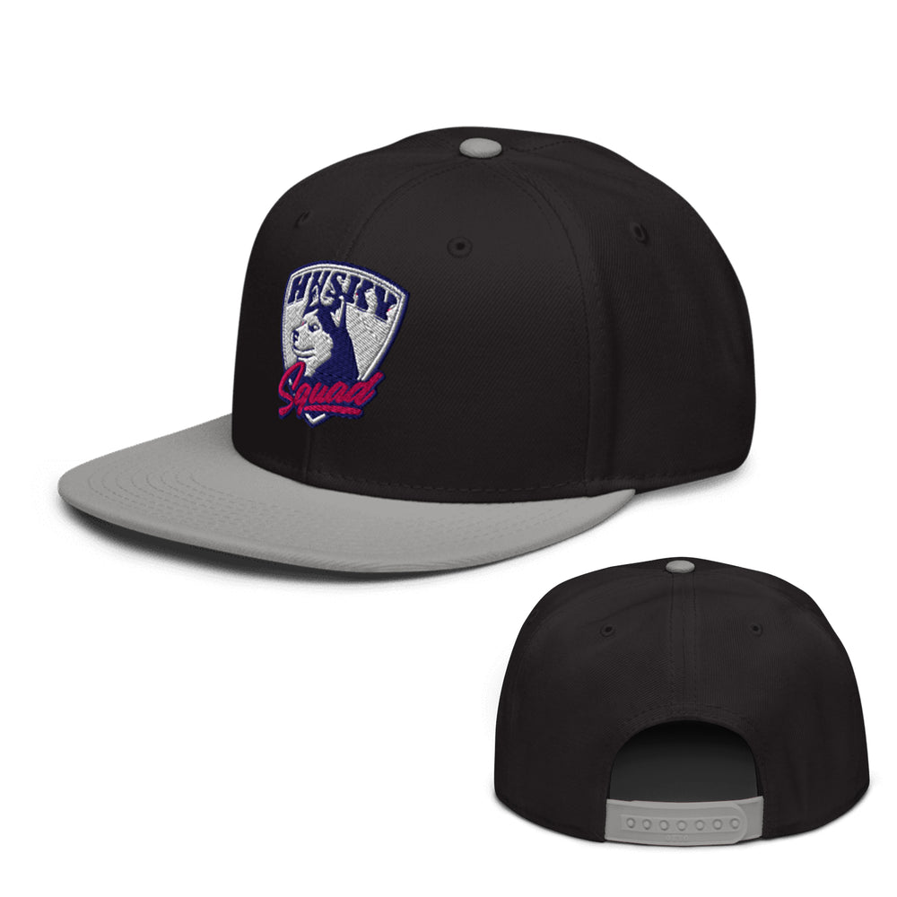 Husky Squad Snapback Hat gray black color