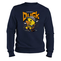 Load image into Gallery viewer, i dont give a duck quacker sweatshirt, fun duck shirt with duck in chains navy
