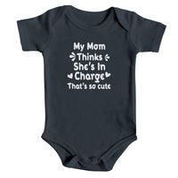 Load image into Gallery viewer, I&#39;m In Charge Baby Onesie black color
