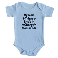 Load image into Gallery viewer, I&#39;m In Charge Baby Onesie light blue color
