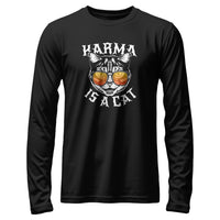 Load image into Gallery viewer, Karma is a Cat Long Sleeve Shirt black color
