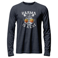 Load image into Gallery viewer, Karma is a Cat Long Sleeve Shirt heather navy color
