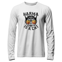 Load image into Gallery viewer, Karma is a Cat Long Sleeve Shirt white color
