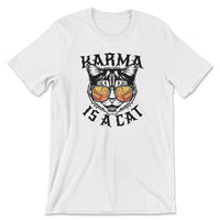 Load image into Gallery viewer, Karma is a Cat Tee White Color
