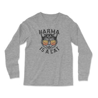 Load image into Gallery viewer, Karma is a Cat Long Sleeve Shirt Athletic Heather Color
