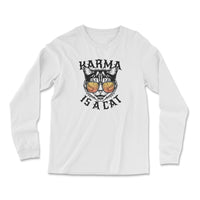 Load image into Gallery viewer, Karma is a Cat Long Sleeve Shirt White Color
