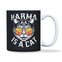 Load image into Gallery viewer, Karma is a Cat Mug 11oz black color
