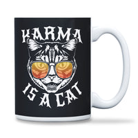 Load image into Gallery viewer, Karma is a Cat Mug 15oz black color
