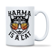 Load image into Gallery viewer, Karma is a Cat Mug 15oz white color
