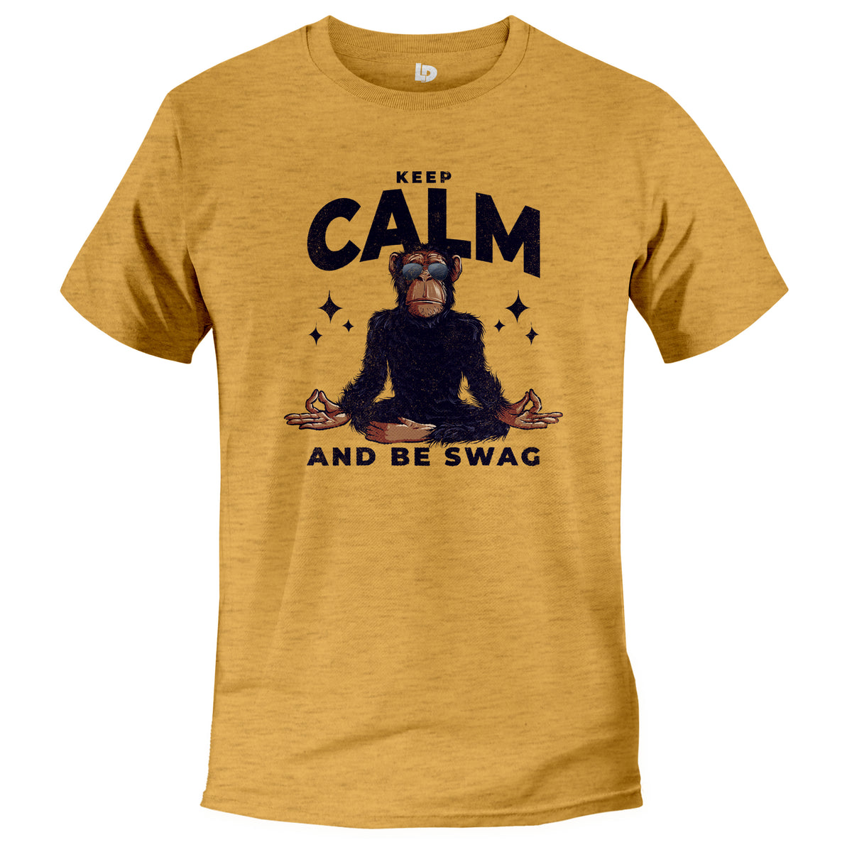 Keep Calm Premium Triblend MONKEY MEIDITATING T-Shirt Mustard Color