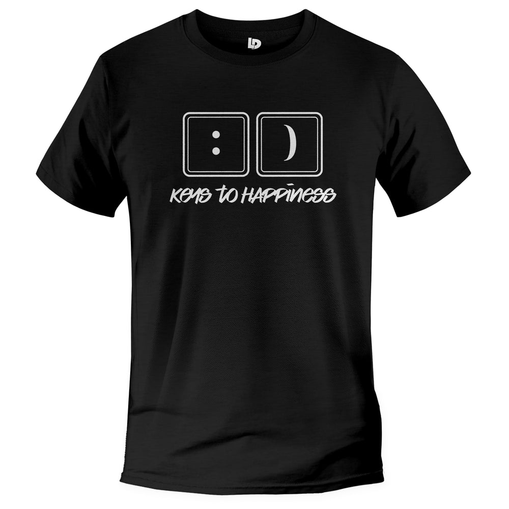 keys to happiness unique tshirt, inspirational black