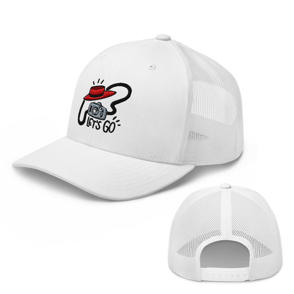 Let's Go Trucker Hat white color