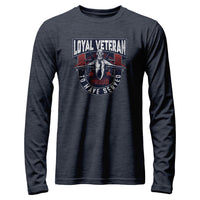 Load image into Gallery viewer, Loyal Veteran Long Sleeve Shirt heather navy color
