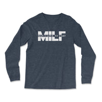 Load image into Gallery viewer, MILF Long Sleeve Shirt heather navy color
