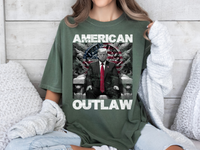 Load image into Gallery viewer, American Outlaw Bootleg T-shirt moss color
