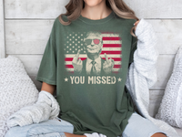 Load image into Gallery viewer, You Missed Trump Bootleg T-shirt moss color
