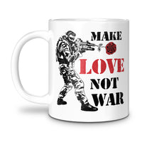 Load image into Gallery viewer, MAKE LOVE NOT WAR MUG, MUG PROMOTING PEACE HAPPINESS
