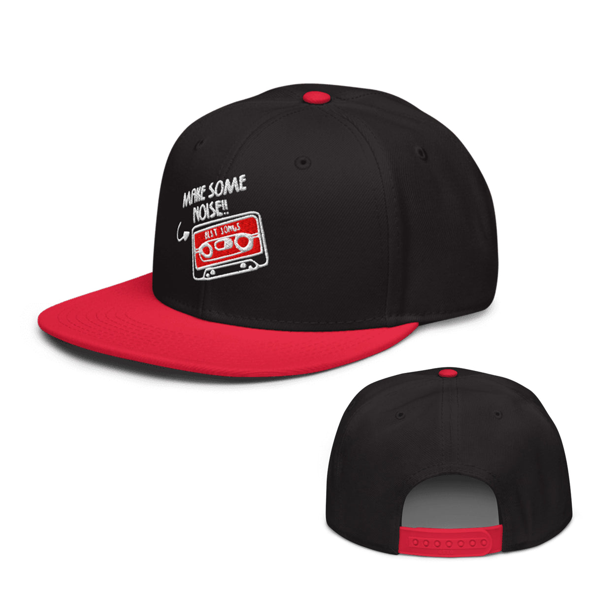 Make Some Noise Snapback Hat red black color