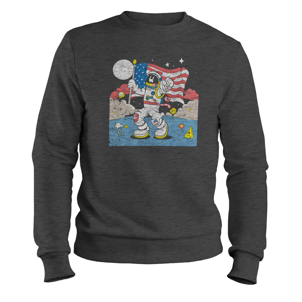 moonwalk marvel fun colorful patriotic astronaut sweatshirt