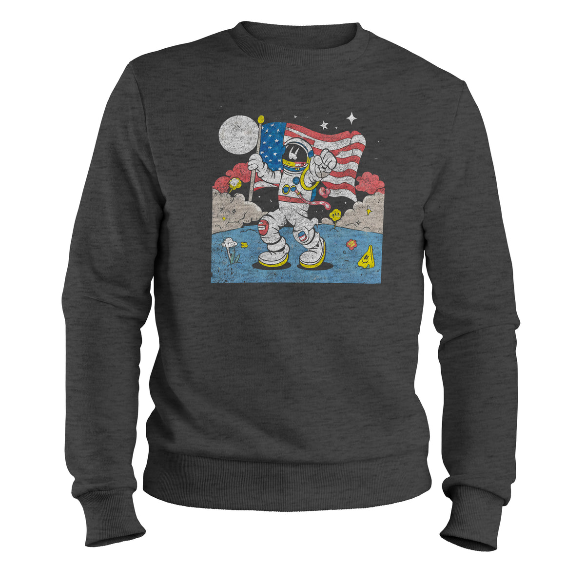moonwalk marvel fun colorful patriotic astronaut sweatshirt