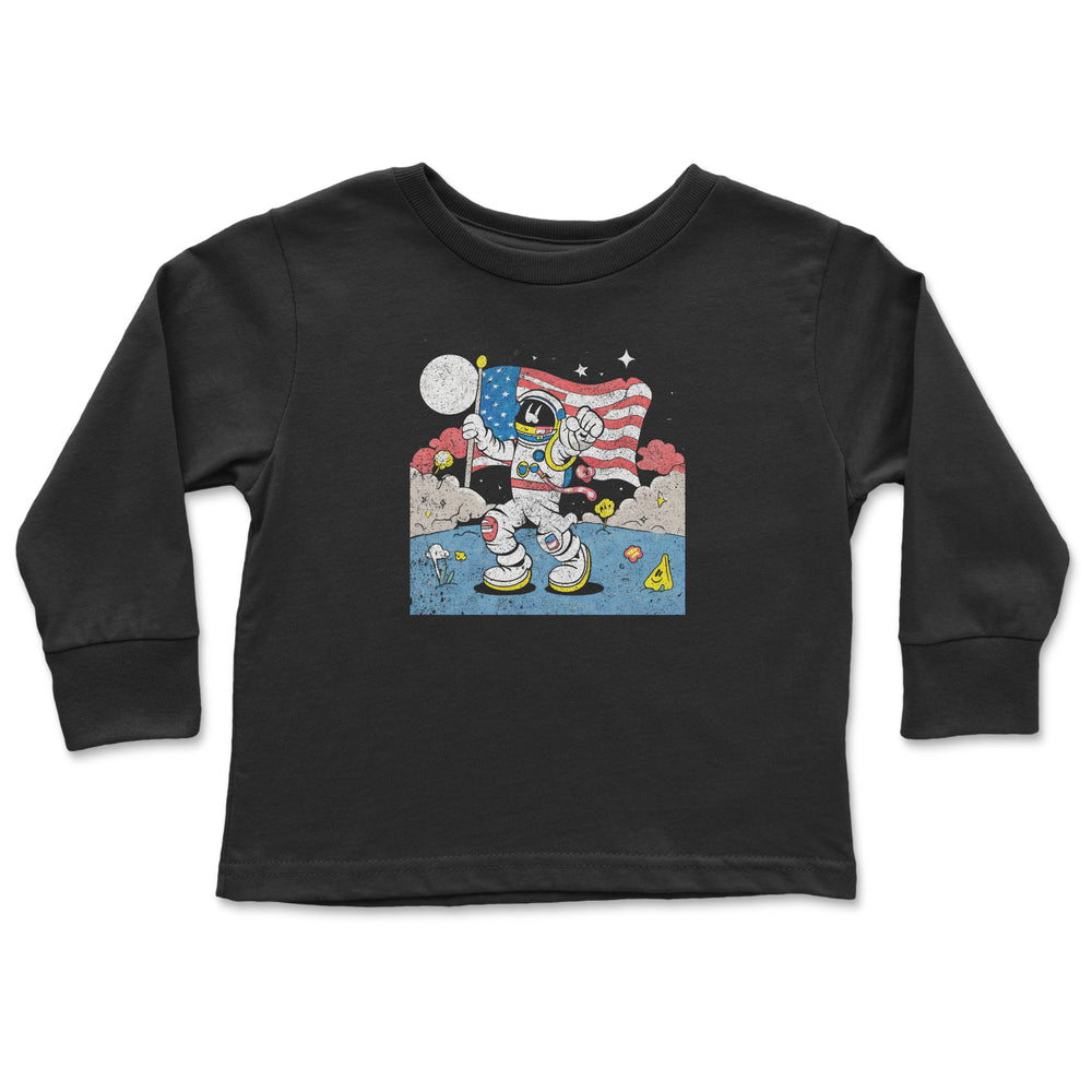 moonwalk marvel, cute toddler tshirt astronaut design