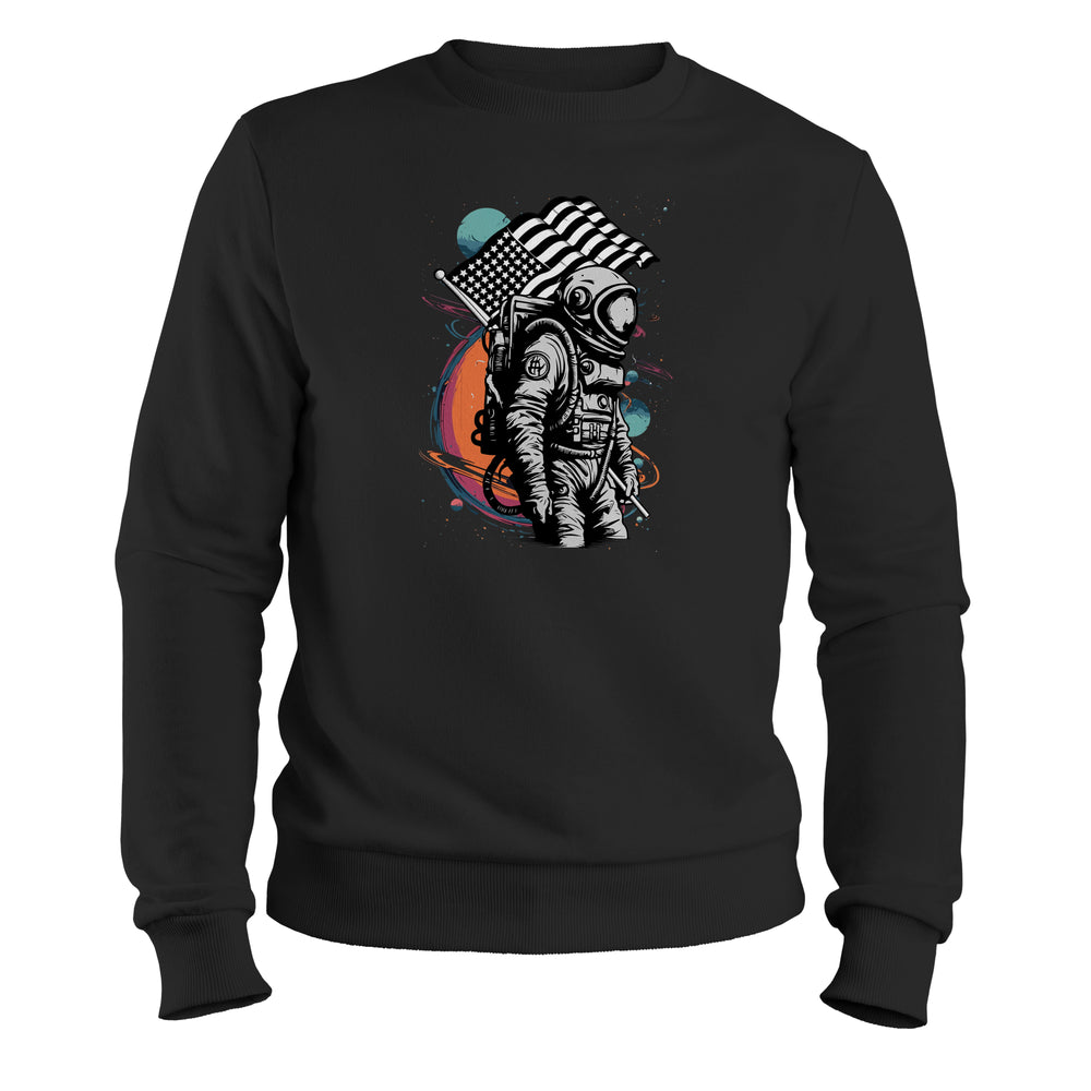 cosmic valor cool patriotic austronaut space crewneck sweatshirt