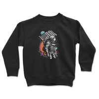 Load image into Gallery viewer, cosmic valor youth sweatshirt, astronaut, black 
