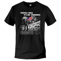 Load image into Gallery viewer, man on the moon, cool black space tee unisex 
